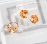 Moon & Star Pearl Ring | S925 Sterling Silver, Adjustable, Vintage-Inspired Design