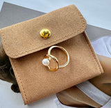 Minimalist Pearl Ring | S925 Sterling Silver, Adjustable Band, White Gold / Vintage Gold