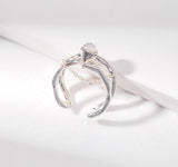 Labradorite Moonstone Ring | S925 Sterling Silver, Adjustable, Irregular Design