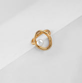 Minimalist Pearl Ring | S925 Sterling Silver, Adjustable Band, White Gold / Vintage Gold