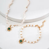 Emerald Pearl Charm Bracelet