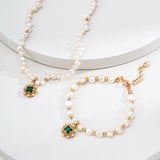 Emerald Pearl Jewelry Set