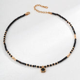 Black Onyx Beaded Necklace | S925 Sterling Silver, Vintage Gold