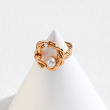 Willow Pearl Ring | S925 Sterling Silver, Adjustable, White Gold / Vintage Gold