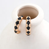 Vintage Enamel Hoop Earrings | S925 Sterling Silver