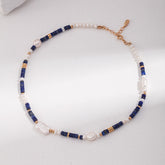 Lapis Lazuli & Pearl Necklace | S925 Sterling Silver, Vintage Gold
