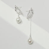 Pearl Reimagined Earrings | S925 Sterling Silver, Natural Pearl, Silver Finish