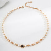 Tiger’s Eye & Pearl Necklace | S925 Sterling Silver, Vintage Gold