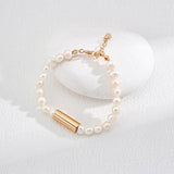 Minimalist Pearl Bracelet | S925 Sterling Silver, Vintage Gold