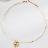 Heart Pendant Pearl Necklace | S925 Sterling Silver, Vintage Gold / White Gold