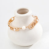 Oriental Window Pearl Bracelet | S925 Sterling Silver, Vintage Gold / White Gold