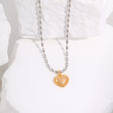 Heart Charm Necklace | S925 Sterling Silver, Two-Tone Gold & Silver