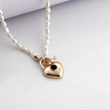 Heart Pearl Necklace | S925 Sterling Silver, Vintage Gold