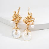 Taihu Stone Inspired Pearl & Shell Earrings | S925 Sterling Silver