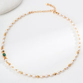 Malachite & Pearl Necklace | S925 Sterling Silver, Vintage Gold
