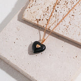 Enamel Heart Necklace | S925 Sterling Silver, Vintage Gold