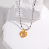 Heart Charm Necklace | S925 Sterling Silver, Two-Tone Gold & Silver