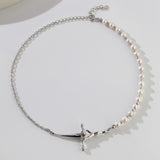 Liquid Flow Pearl Necklace | S925 Sterling Silver, Vintage Gold / White Gold