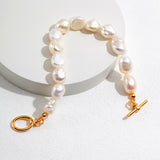 Baroque Pearl Bracelet | S925 Sterling Silver, Vintage Gold