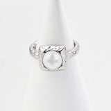 Pearl Ring | S925 Sterling Silver, Adjustable, White Gold / Vintage Gold