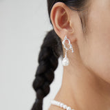 Pearl Reimagined Earrings | S925 Sterling Silver, Natural Pearl, Silver Finish