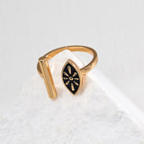 Enamel Open Ring | S925 Sterling Silver, Vintage Gold