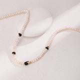 Enamel Pearl Necklace | S925 Sterling Silver, Vintage Gold