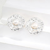 Textured Round Pearl Earrings | S925 Sterling Silver