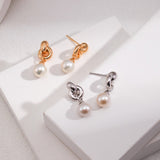 Linked Pearl Earrings | S925 Sterling Silver, Vintage Gold / White Gold