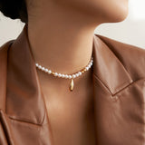 Teardrop Pearl Necklace | S925 Sterling Silver, Natural Pearls, Vintage Gold