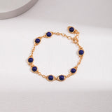 Tiger Eye & Lapis Lazuli Bracelet | S925 Sterling Silver, Vintage Gold