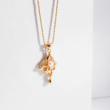 Fluid Form Pearl Necklace | S925 Sterling Silver, Silver / Vintage Gold