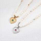 Heart Pendant Pearl Necklace | S925 Sterling Silver, Vintage Gold / White Gold