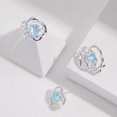 Liquid Series Topaz Earrings | S925 Sterling Silver, Natural Blue Topaz, Silver Finish