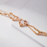 Opal & Pearl Heart Bracelet | S925 Sterling Silver, Silver / Vintage Gold