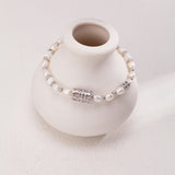 Pearl, Onyx & Zircon Bracelet | S925 Sterling Silver, White Gold / Vintage Gold