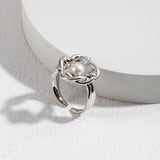 Willow Pearl Ring | S925 Sterling Silver, Adjustable, White Gold / Vintage Gold