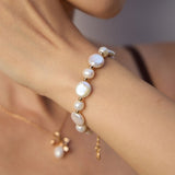 Baroque Pearl Bracelet | S925 Sterling Silver, Vintage Gold