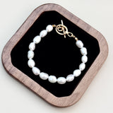 Half Pearl Bracelet | S925 Sterling Silver, Vintage Gold