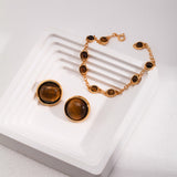 Tiger Eye & Lapis Lazuli Bracelet | S925 Sterling Silver, Vintage Gold