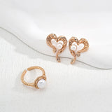 Heart-Shaped Pearl Earrings | S925 Sterling Silver, Vintage Gold