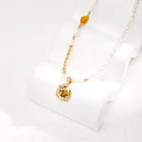 Golden Tiger Eye Pearl Necklace | S925 Sterling Silver, Vintage Gold