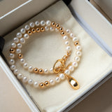 Teardrop Pearl Necklace | S925 Sterling Silver, Natural Pearls, Vintage Gold