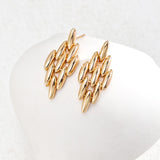 Geometric Oval Cluster Earrings | S925 Sterling Silver, Vintage Gold