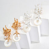 Taihu Stone Inspired Pearl & Shell Earrings | S925 Sterling Silver