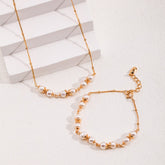 Pearl Link Bracelet | S925 Sterling Silver, White Gold / Vintage Gold