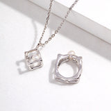 Geometric Pearl Cube Necklace | S925 Sterling Silver, Vintage Gold / White Gold