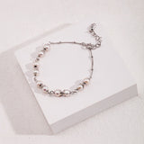 Pearl Link Bracelet | S925 Sterling Silver, White Gold / Vintage Gold