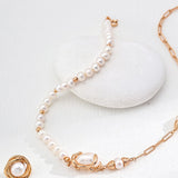 Asymmetrical Pearl Necklace | S925 Sterling Silver, Vintage Gold / White Gold