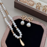 Teardrop Pearl Necklace | S925 Sterling Silver, Natural Pearls, Vintage Gold